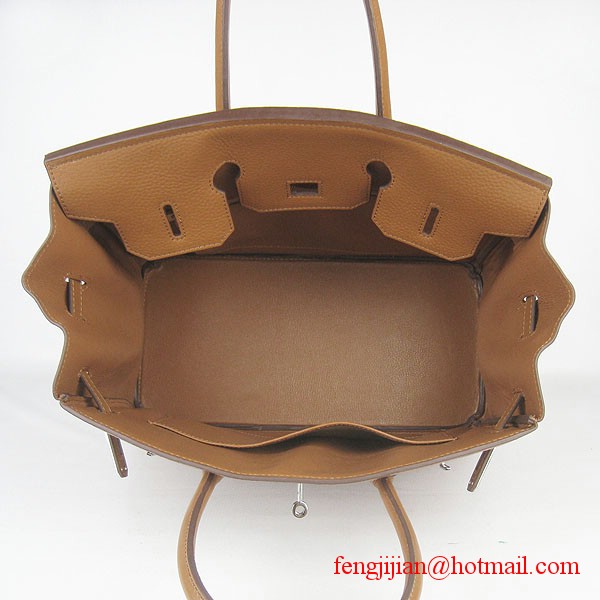 Hermes 35cm Embossed Veins Leather Bag Light Coffee 6089 Silver Hardware Hermes 35cm Embossed Veins Leather Bag Light Coffee 6089 Silver Hardware